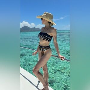 Camilla Black Bandeau Bikini with Animal-Print Accents